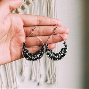 Silver & Navy Blue Wire Earrings